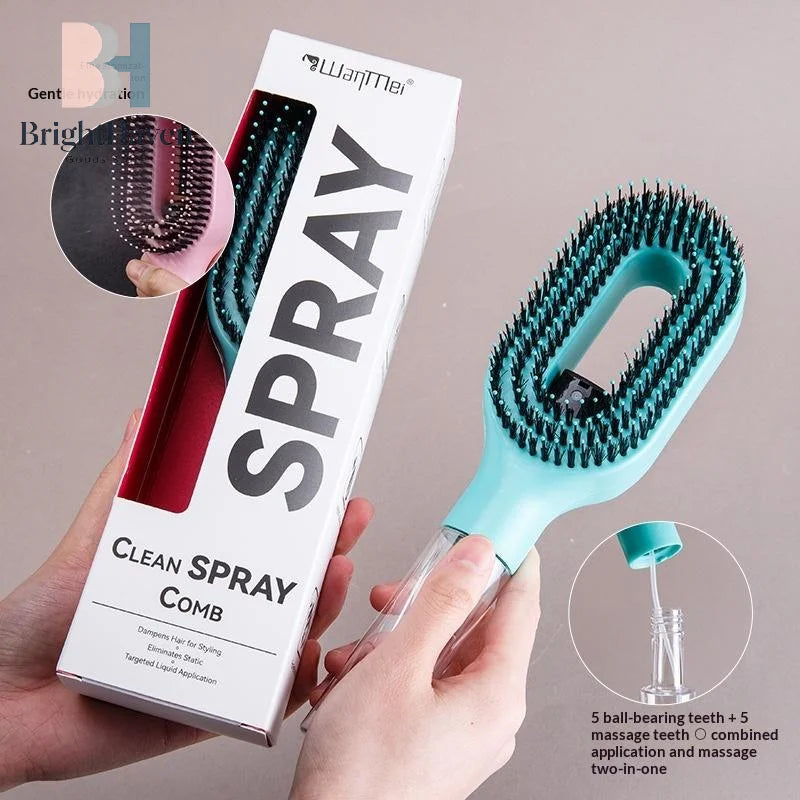 Spray Hair Brush with Built-In Water Mister