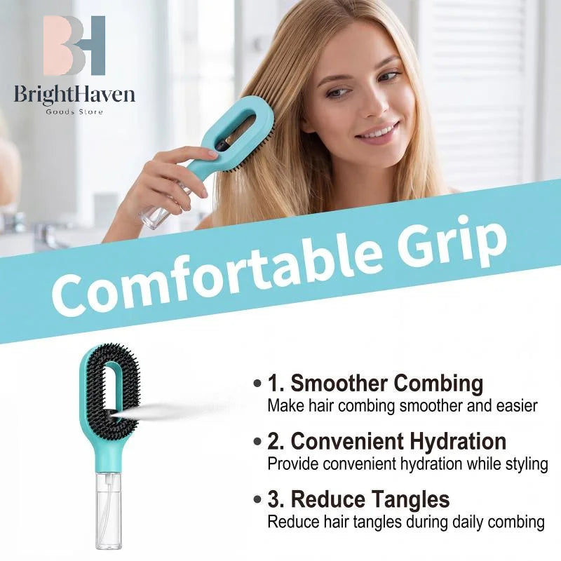 Spray Hair Brush with Built-In Water Mister