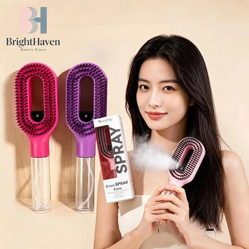 Spray Hair Brush with Built-In Water Mister