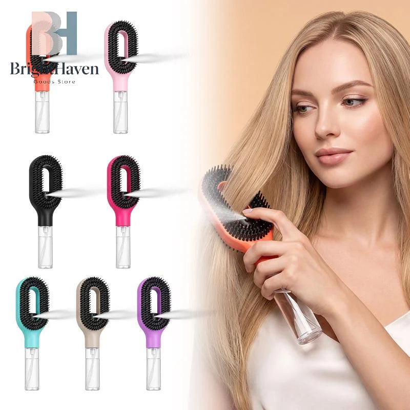 Spray Hair Brush with Built-In Water Mister